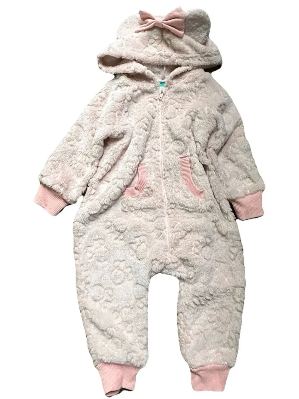 Baby Girl Footie Pajamas Fleece Winter Bears Minnie Mouse Size 6-9 Months